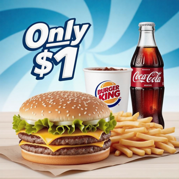 0.99 For Burger King Meal-Double Cheese Beef Burger /Small Fries /Small soft drink