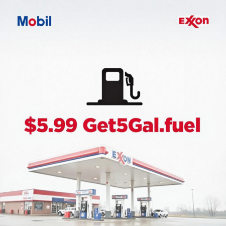 $5.99 For 5 Gal. Any Grade of Fuel At Mobil Stations